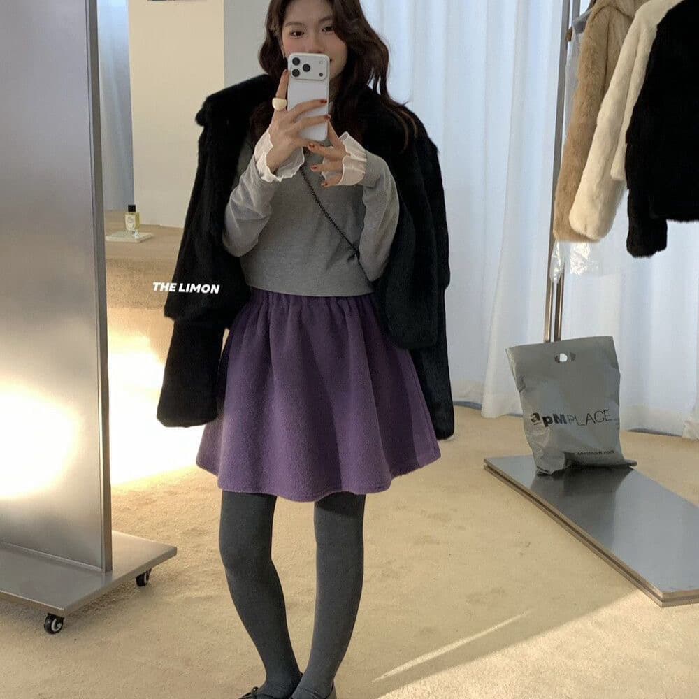 레트로 퍼플 미니 스커트 (4color) 상세 이미지 4