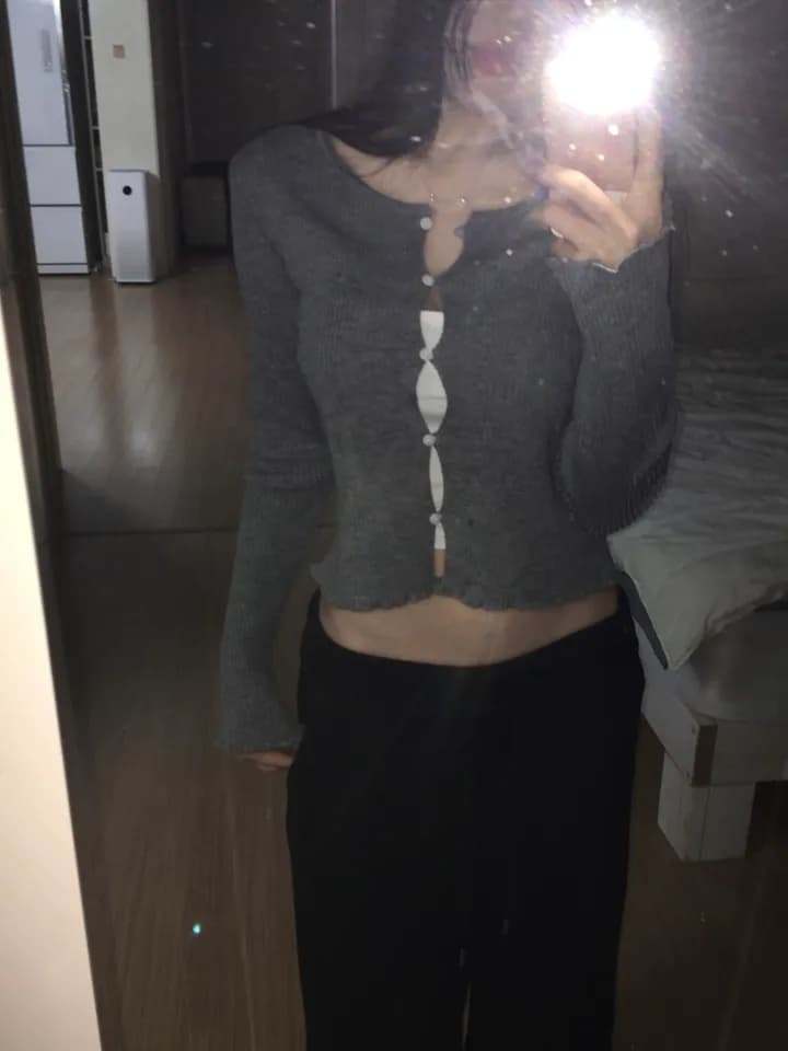레이어드 디자인 단추 가디건 (4color) 상세 이미지 17