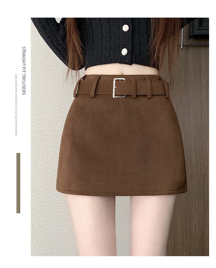 벨트 디테일 스웨이드 미니 스커트 (3color) 상세 이미지 35