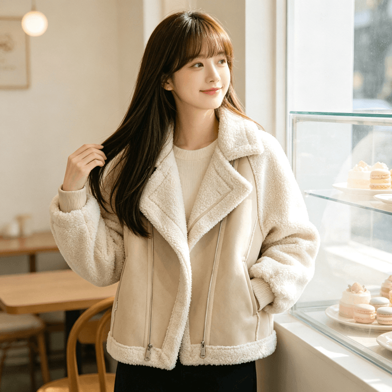 양털 안감 숏 재킷 상세 이미지 1