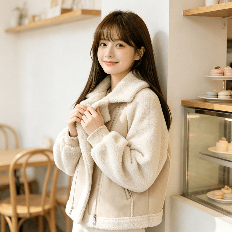 양털 안감 숏 재킷 상세 이미지 3