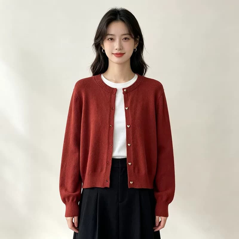 레트로 하트 골드 버튼 가디건 (9color) 상세 이미지 7