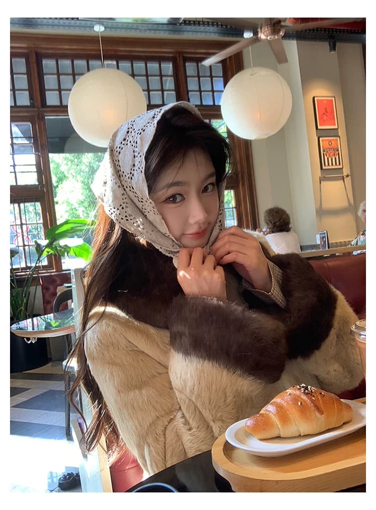 토끼털 폴드 칼라 퍼 자켓 상세 이미지 17