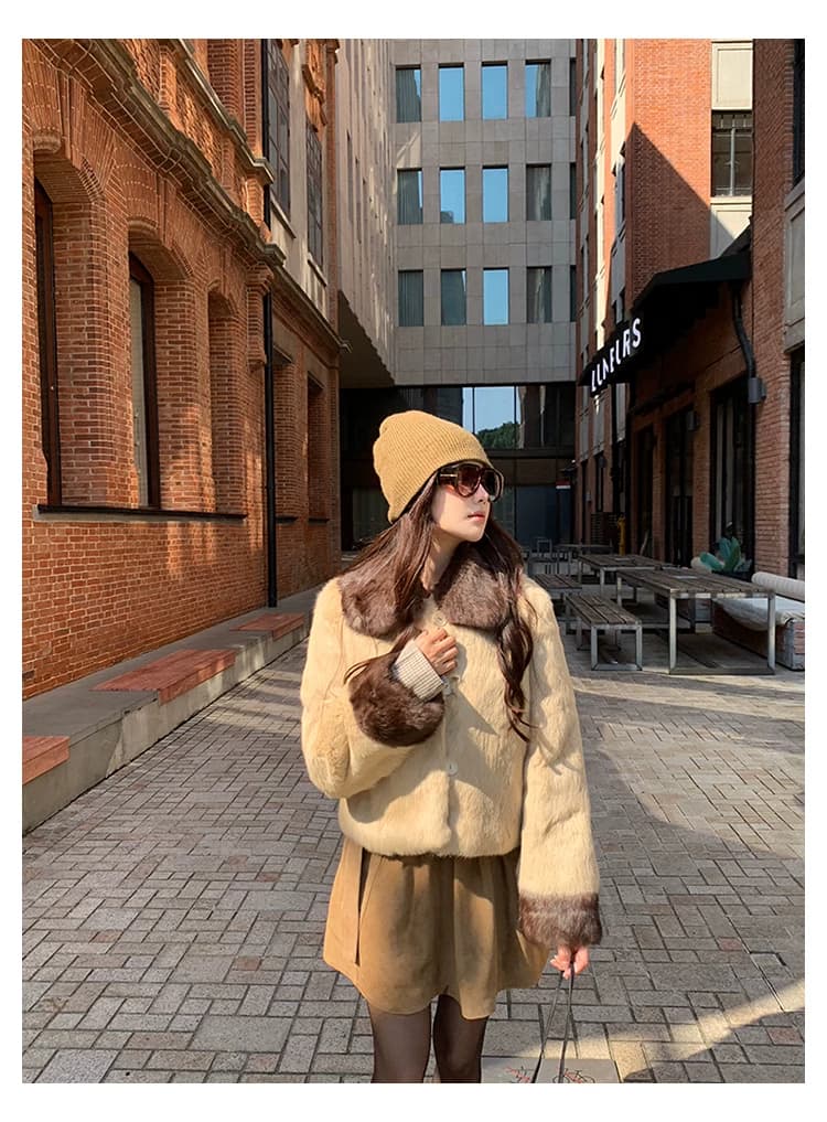 토끼털 폴드 칼라 퍼 자켓 상세 이미지 21