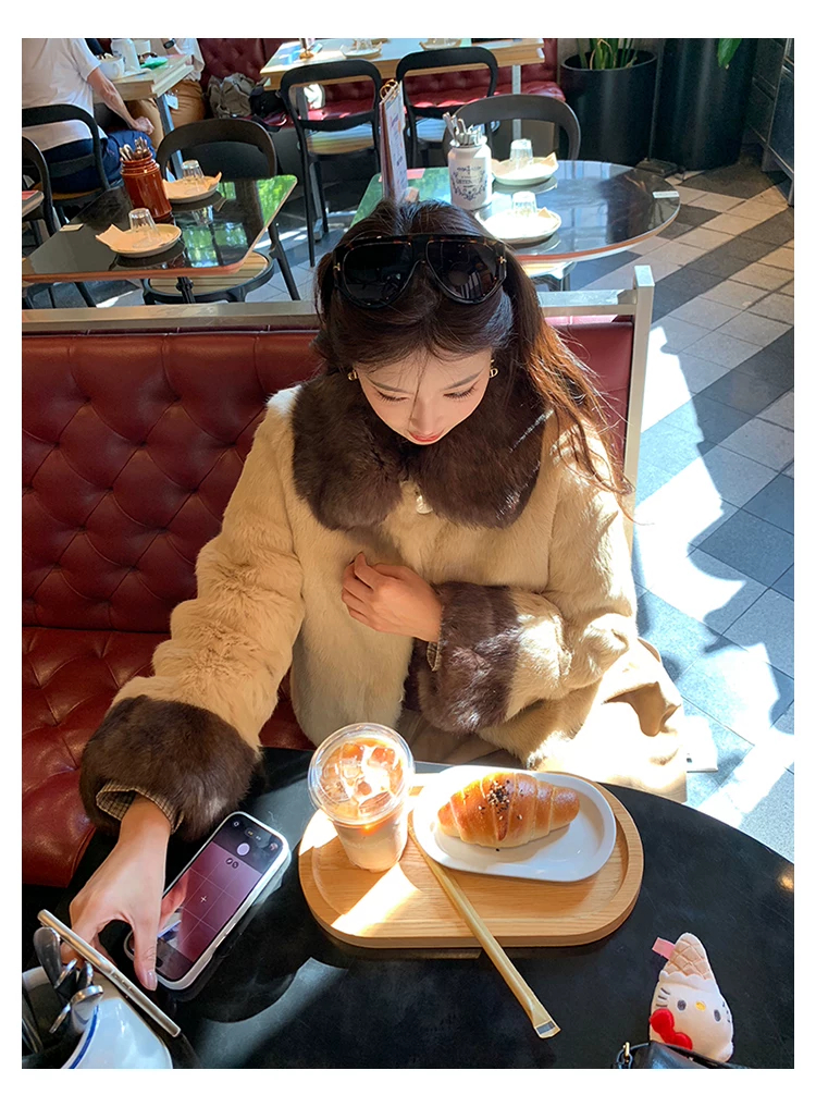 토끼털 폴드 칼라 퍼 자켓 상세 이미지 25