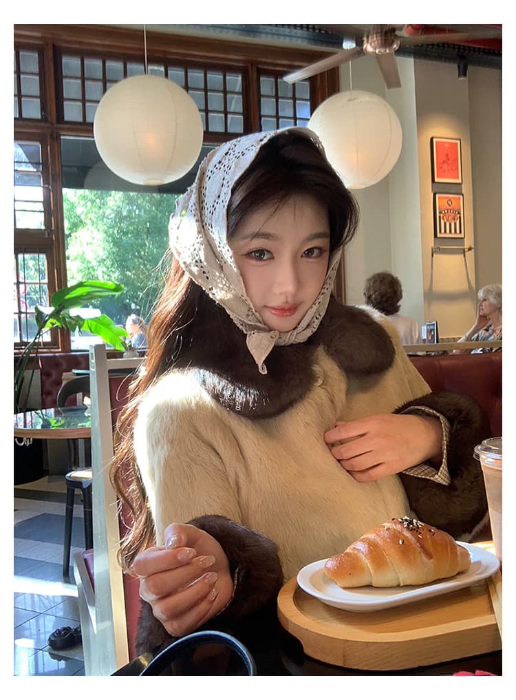 토끼털 폴드 칼라 퍼 자켓 상세 이미지 26