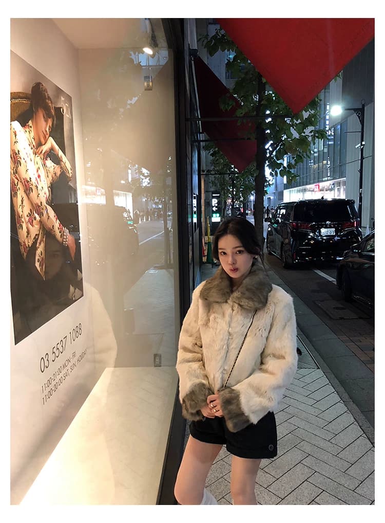 토끼털 폴드 칼라 퍼 자켓 상세 이미지 32
