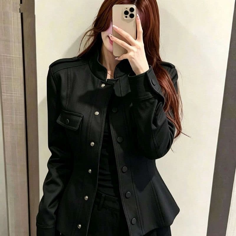 레트로 스탠드 칼라 스웨이드 자켓 상세 이미지 1